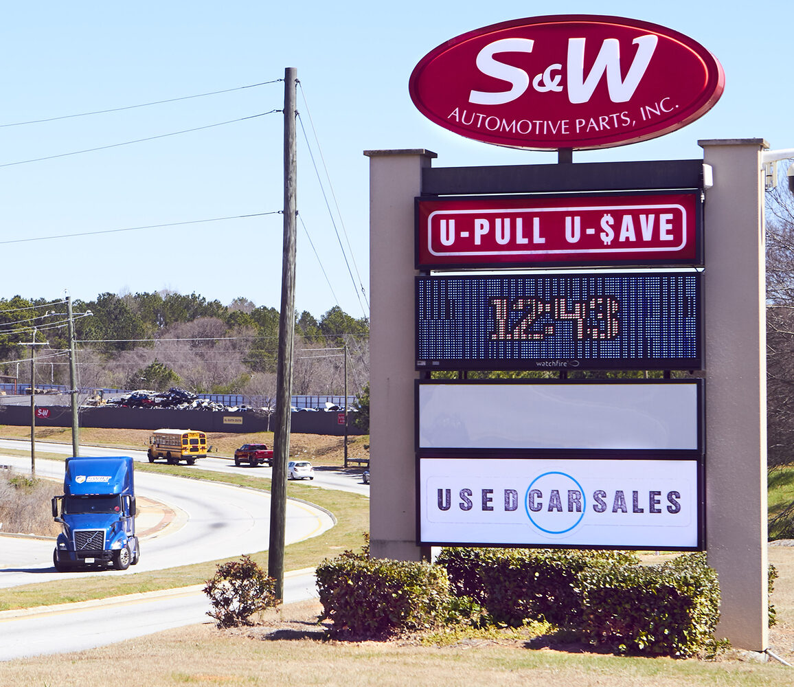 S&W Automotive Parts sign for U-Pull and used car sales